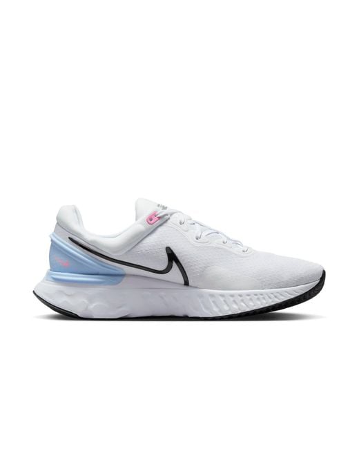 Nike White React Miler 3 Road Running Shoes Bright Crimson Obsidian' for men