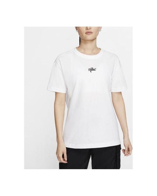 Nike White (Wmns) Back Printing Short Sleeve