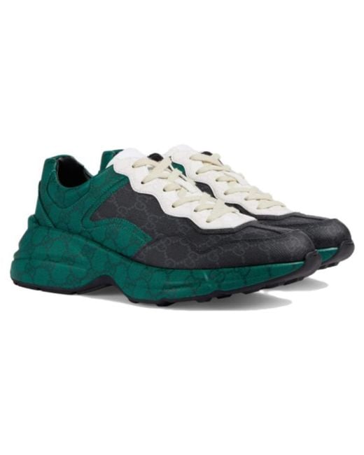 Gucci Green Gg Rhyton Supreme-Canvas Sneakers for men