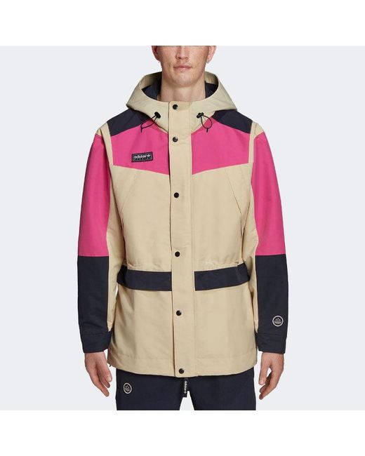 Adidas Pink Originals Colorblock Hooded Track Jacket Creamy for men