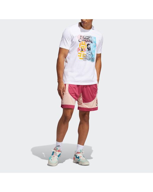 Adidas White Hdn Avatar Sc Basketball Athleisure Casual Sports Short Sleeve for men
