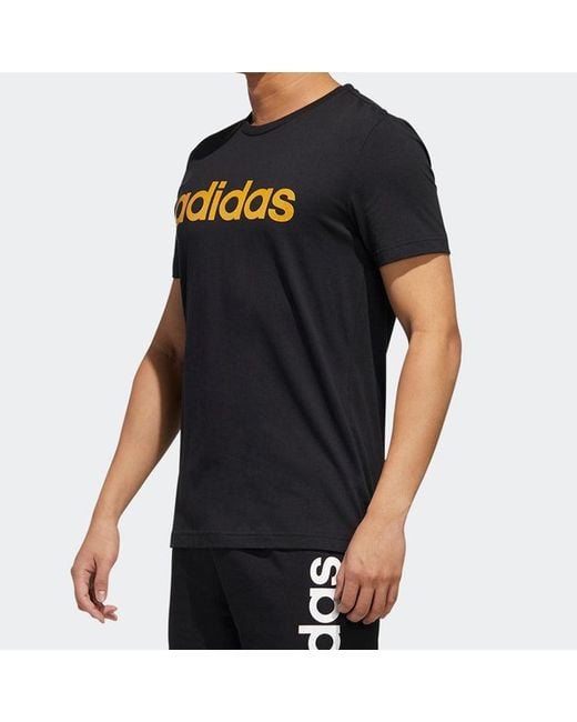 Adidas Black Neo Sports Round Neck Logo Printing Short Sleeve for men