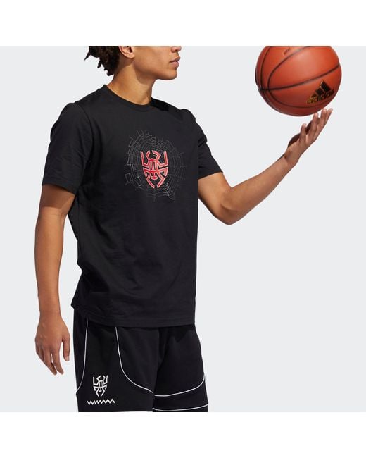 Adidas Black Donovan Logo Basketball Sports Round Neck Short Sleeve for men