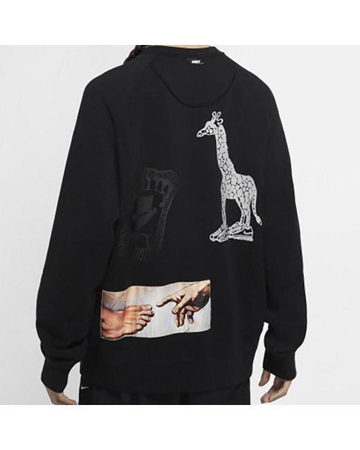 Nike Black Sportswear Nsw 3M Reflective Graffiti Printing Round Neck Pullover for men