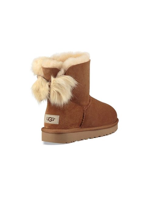 Ugg Fluff Bow Mini Fleece Lined Brown