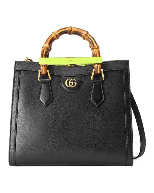 Gucci Black (Wmns) Leather Diana Bamboo Knot Single-Shoulder Bag Small