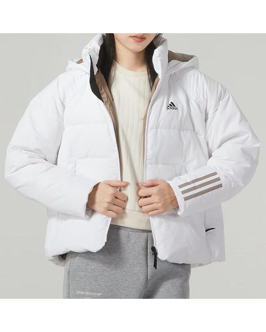 Adidas White (Wmns) Dy Hooded Down Jackets