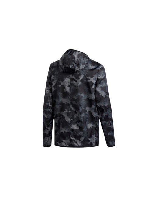 Adidas Blue Sports Training Camouflage Woven Hooded Jacket for men