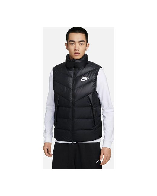 Nike Black Windproof Warm Stand Collar Down Vest for men