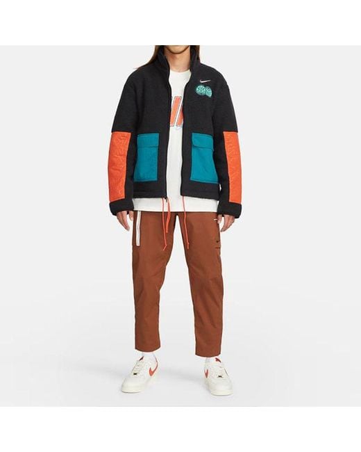 Nike Blue Cny Chinese New Year's Edition Contrast Color Stitching Loose Logo Sports Stand Collar Jacket for men