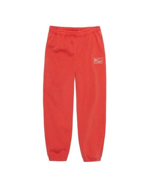 Nike Red X Stussy Pigment Dyed Sweatpants 'Habanero' for men