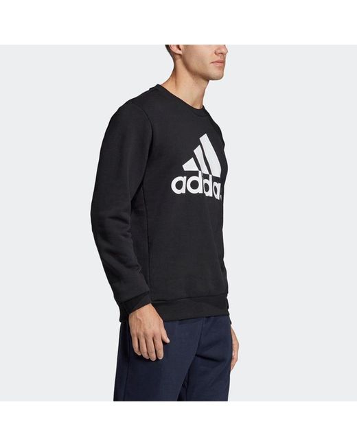 Adidas Blue Fleece Lined Stay Warm Athleisure Casual Sports Pullover Round Neck for men