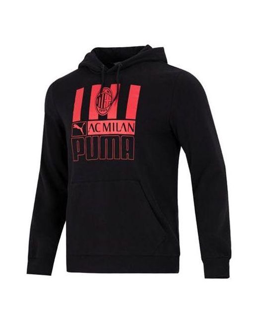PUMA Black Ac Milan Football Pullover Hoodie for men