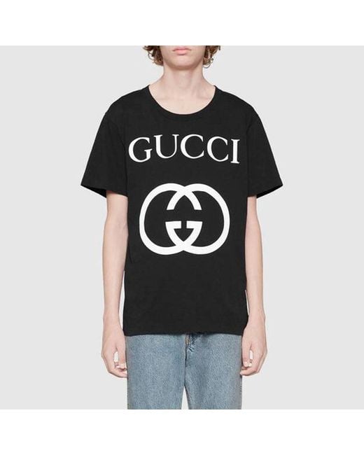 Gucci Black Off- Cotton Oversize With Interlocking G