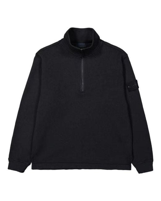 Stone Island Black Felpa Ghost Half Zip Up Sweater for men