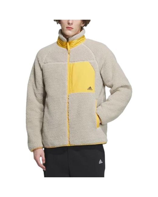 Adidas Yellow Sherpa Reversible Padded Jacket for men