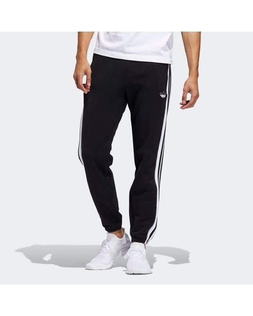 Adidas Black Originals 3-Stripe Panel Sweatpants Logo for men