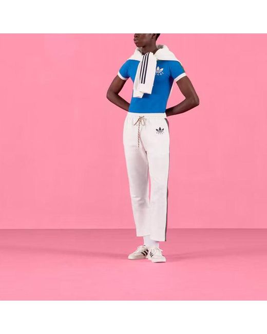 Gucci Blue X Adidas Trefoil Print T-Shirt