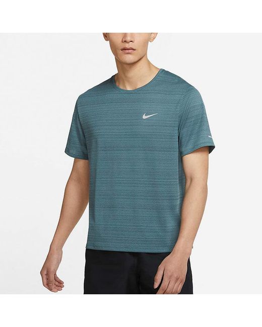 Nike Blue M Nk Df Miler Top Ss Running Training Sports Short Sleeve for men
