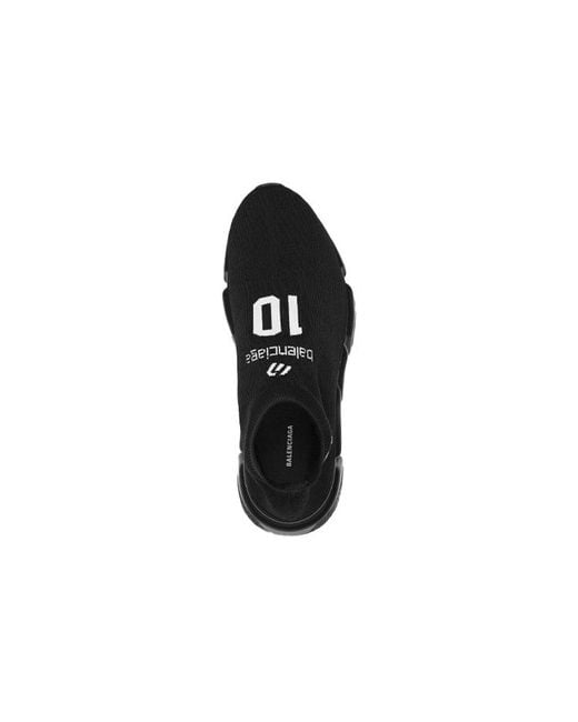 Balenciaga Black Speed Lt Soccer Sponsor Logo Sneakers Knit' for men