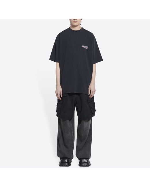 Balenciaga Blue Political Campaign T-Shirt Large Fit 'Washed' for men