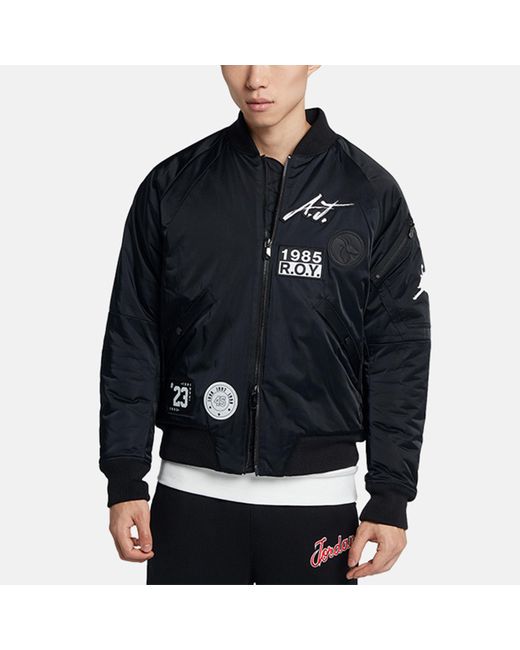 Nike Black Ma-1 Baseball Collar Aviator Jacket Sports Padded Jacket for men