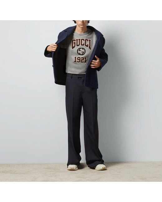 Gucci Gray Cotton Jersey Printed T-Shirt for men