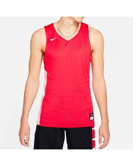 Nike Red M Nk Tank Reversible Breathable Sports Vest for men
