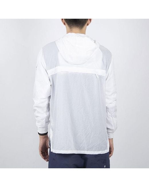 Nike White Big Swoosh Large Logo Half Zipper Hooded Interchange Jacket for men