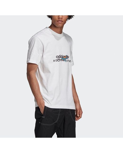 Adidas White Originals Adv Graphic Tee Alphabet Printing Sports Short Sleeve for men