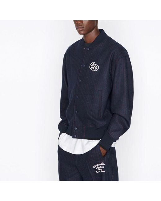 Dior Blue Ss22 Logo Printing Stripe Long Sleeves Jacket Autumn for men