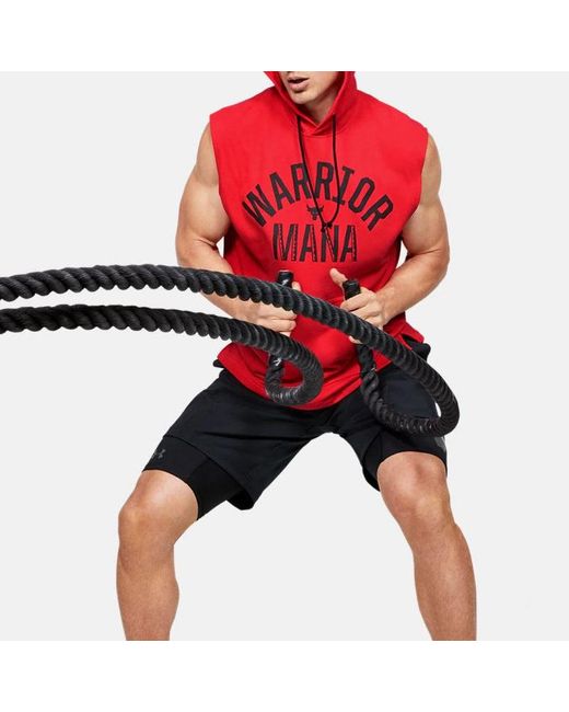 Under Armour Red Project Rock Training Sports Hooded Sleeveless for men