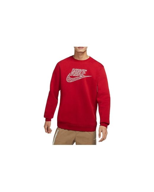 Nike Red Logo Casual Sports Round Neck Pullover for men