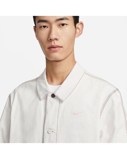 Nike White Sportswear Lapel Work Jacket for men