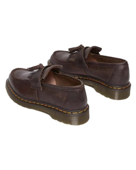 Dr. Martens Brown Adrian Crazy Horse Leather Tassel Loafers 'Dark'