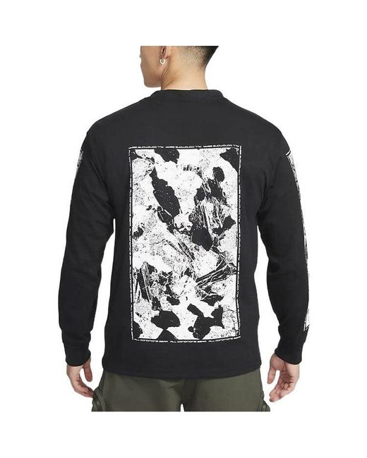 Nike Black Ss22 Acg Large Abstract Rock Pattern Printing Round Neck Pullover for men