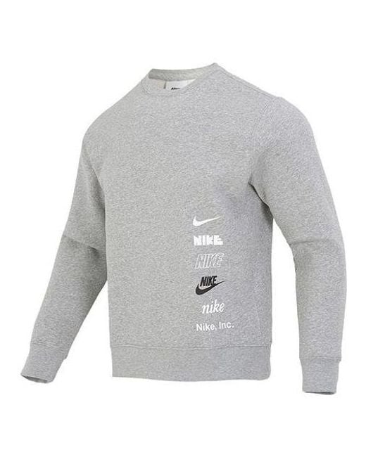 Nike Gray Club Fleece+ Brushed-Back Crew for men