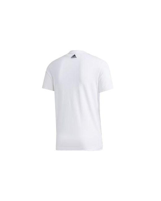 Adidas White Minimalistic Logo Solid Color Short Sleeve for men