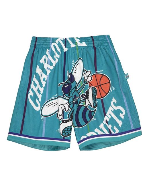 Mitchell & Ness Blue X Nba Big Face Shorts 'Charlotte Hornets' for men