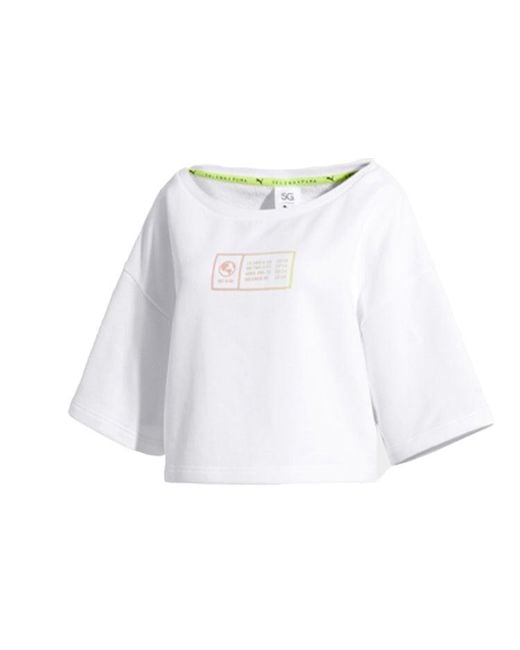 PUMA White (Wmns) Alphabet Printing Pullover