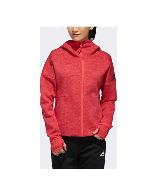 Adidas Red (Wmns) Zne Hoody Knit Jacket