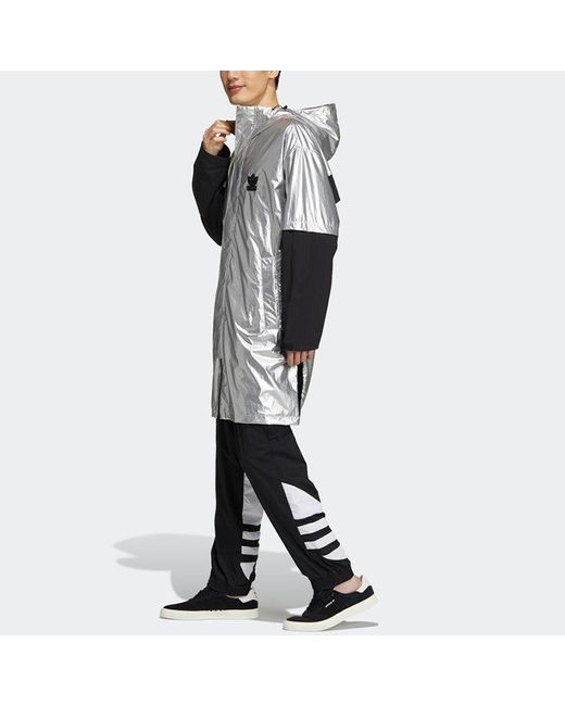 Adidas Blue Originals Liquid Metal Wb Sports Hooded Windbreaker Jacket for men
