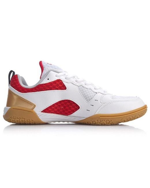 Li-ning White Ma Long Signature Table Tennis Shoes for men