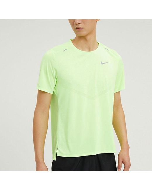 Nike Green Solid Color Reflective Logo Printing Round Neck Pullover Short Sleeve for men