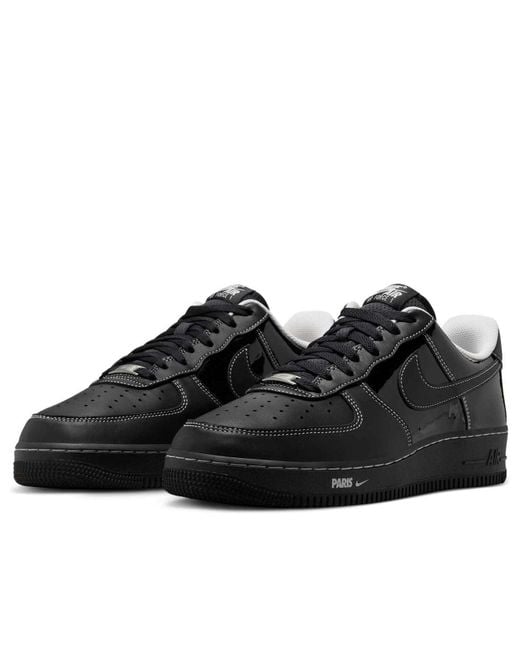 Nike Black Air Force 1 Low 'City Pack Paris Patent' for men