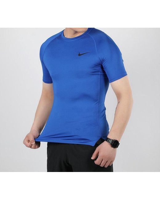 Nike Blue Pro Training Tight Short Sleeve T-Shirt for men
