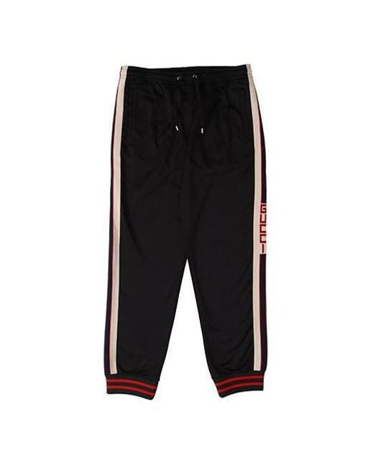 Gucci Black Classic High-Tech Knit Colorblock Casual Bundle Feet Sports Long Pants for men