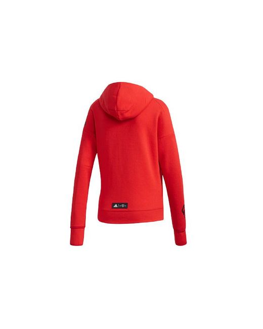 Adidas Red Casual Sports Zipper Hooded Jacket