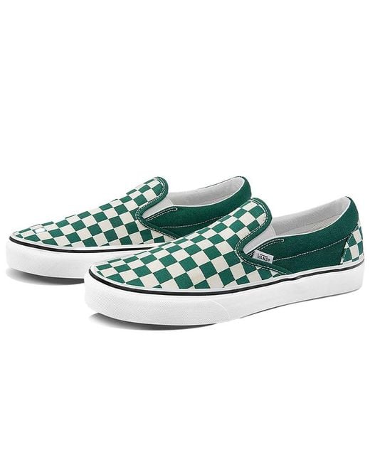 Vans Green Classic Slip-On 'Checkerboard for men