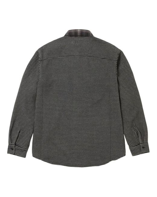 Supreme Gray Houndstooth Plaid Flannel Shirt for men